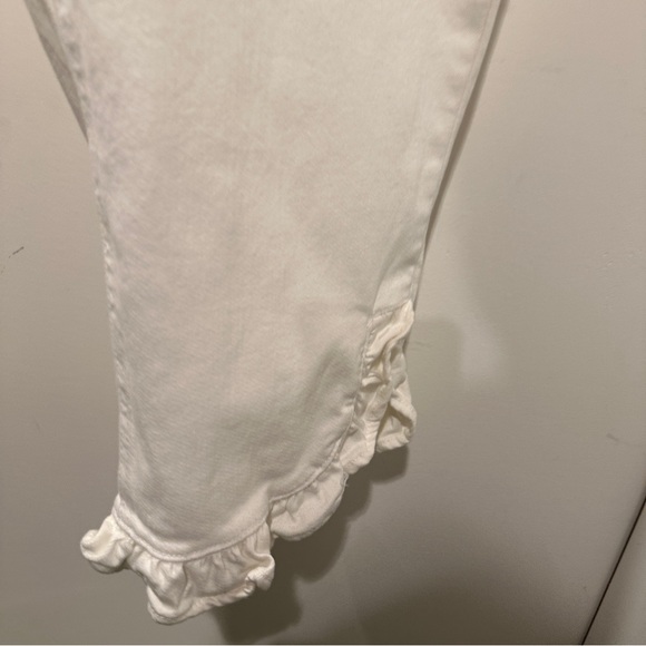 NEW Elegant White Cropped Jeans with Ruffle Hem Hi-Rise 18w - Picture 4 of 11